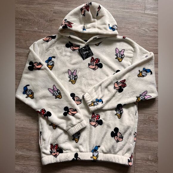 Disney Minnie Mouse & Friends Sweater Allover Graphic Prints Soft Fleece Hoodie - Picture 1 of 6